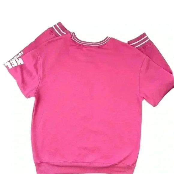 Hello Kitty Bright Pink W/ White Stripe Rayon Oversized Crew Neck Sweatshirt (M) - Picture 4 of 16